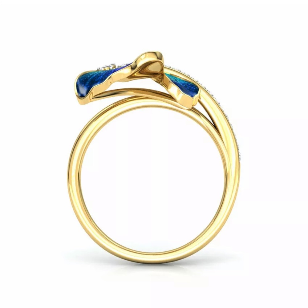 New Women’s Yellow Gold Plated Butterfly Ring - Picture 6 of 7